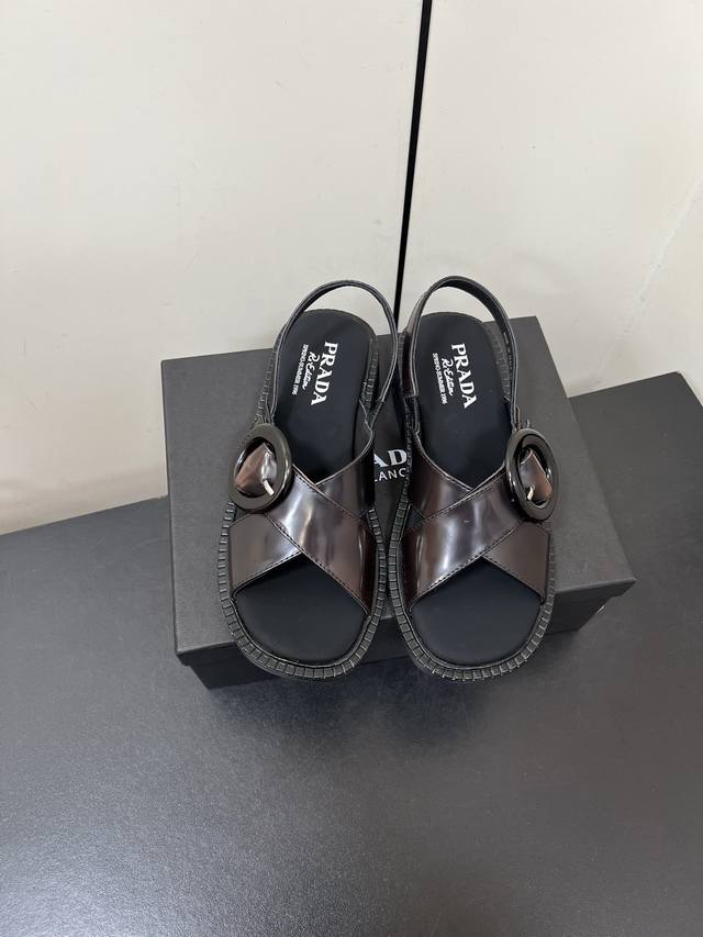 prada Prada 25Ss New Spring And Summer Cross-Heeled Sandals Many Internet Cel