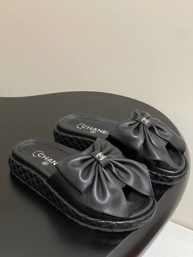 25Ss New Spring And Summer Chanel Chanel Big Bow Thick-Soled Sandals Classic