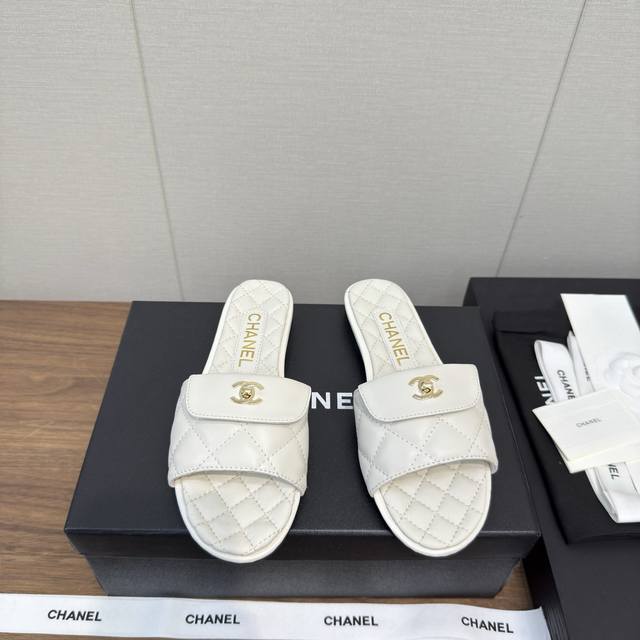 chanel Chanel 25C New Diamond-Shaped Backpack Buckle Flat Slippers Top Versio