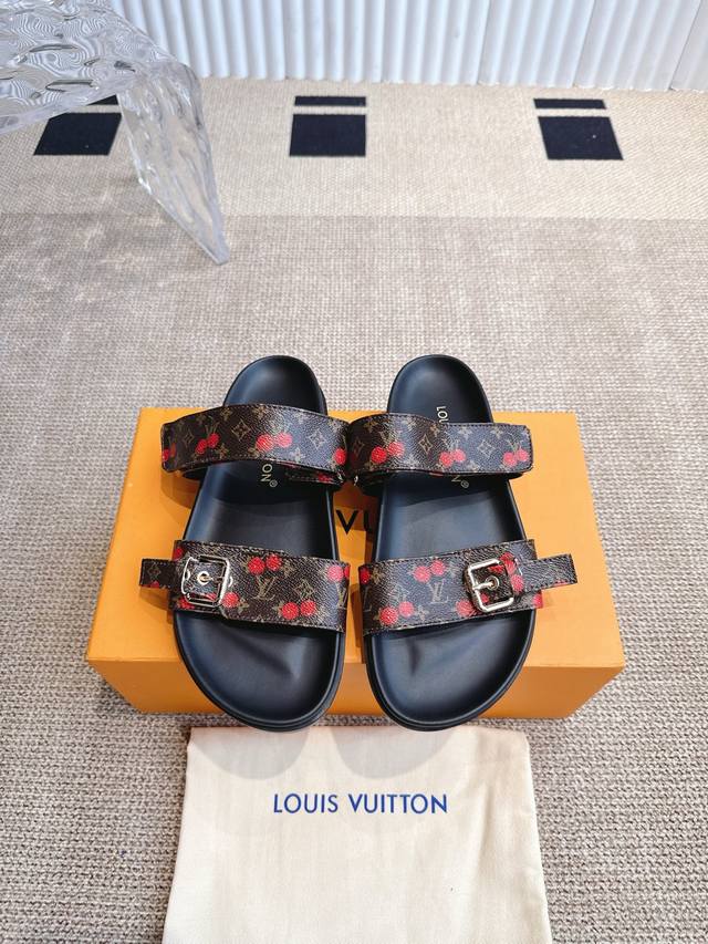 louis Vuitton 2025Ss Cherry Series Spring And Summer New Slippers Velcro Adju