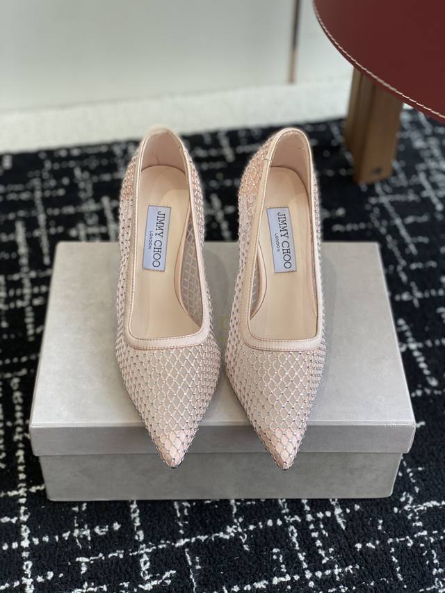 Purchasing-Level Early Spring Crystal Diamond Sandals Single Shoes Jimmy Choo Ji