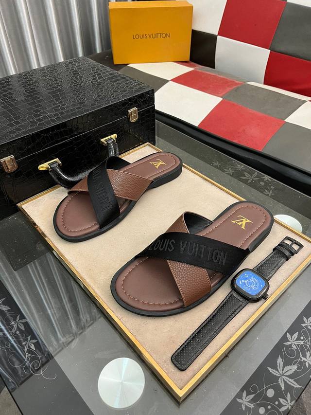 louis Vuitton Louis Vuitton Luxury High-End Men's Slippers Original Material