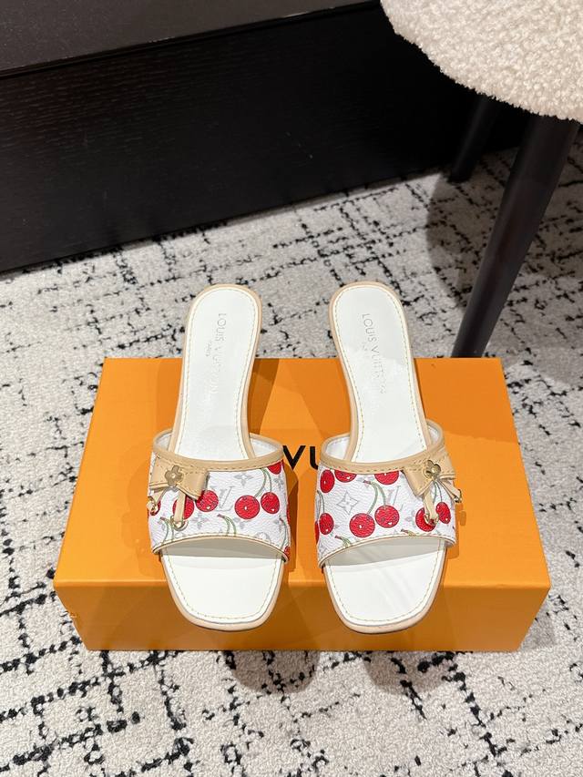 louisvuitton 25 Summer Limited Edition Cherry Style Bowknot Stiletto Sandals