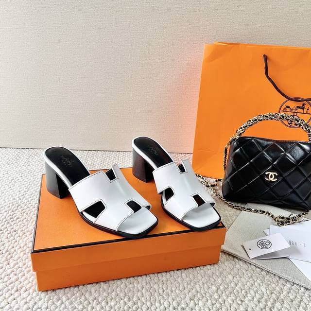Hermes Hermes Helia 60 Series H Thick Heel Sandals Upper: Cowhide Outsole: Genui