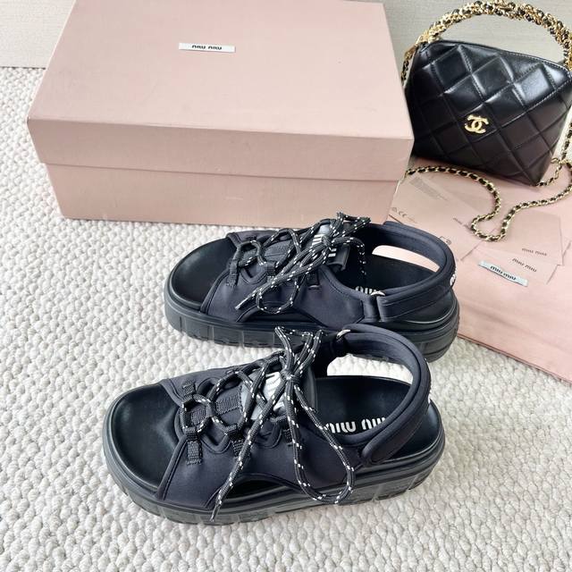 miumiu 25Th Year New Thick-Soled Platform Sandals Casual Sports Style Sandals