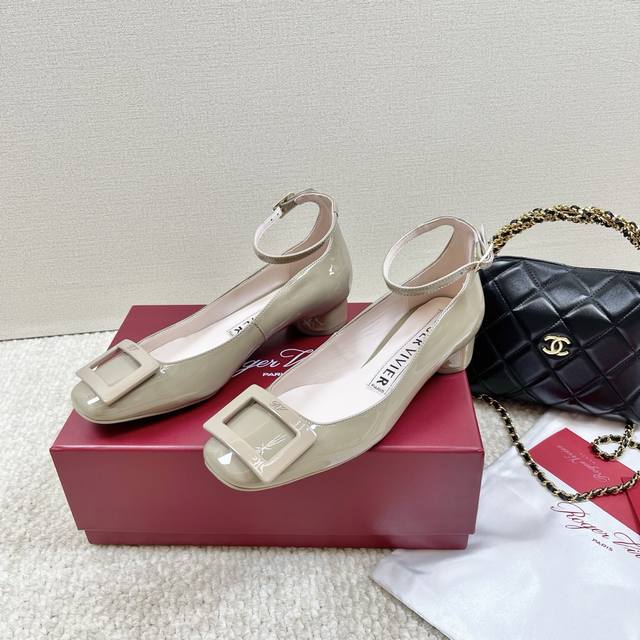 rv25 New Style Block Heel Square Buckle Mary Jane Shoes This Style Of High He