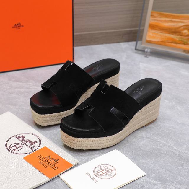 Top Hermes Hemp Rope Bottom H Slippers New Color Oran Sandals Classic Series Exc