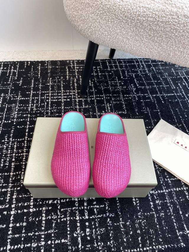 marni Mani Spring And Summer New Couple Slippers Woven Half-Slippers Casual A