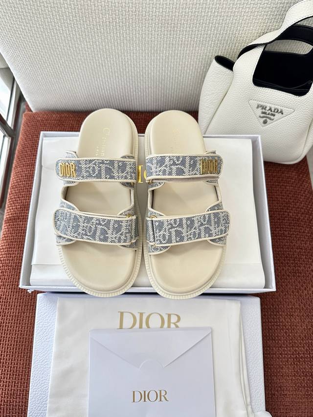 Top Quality * 25Ss Spring And Summer Dioract Jacquard Sandals - Slippers Materia