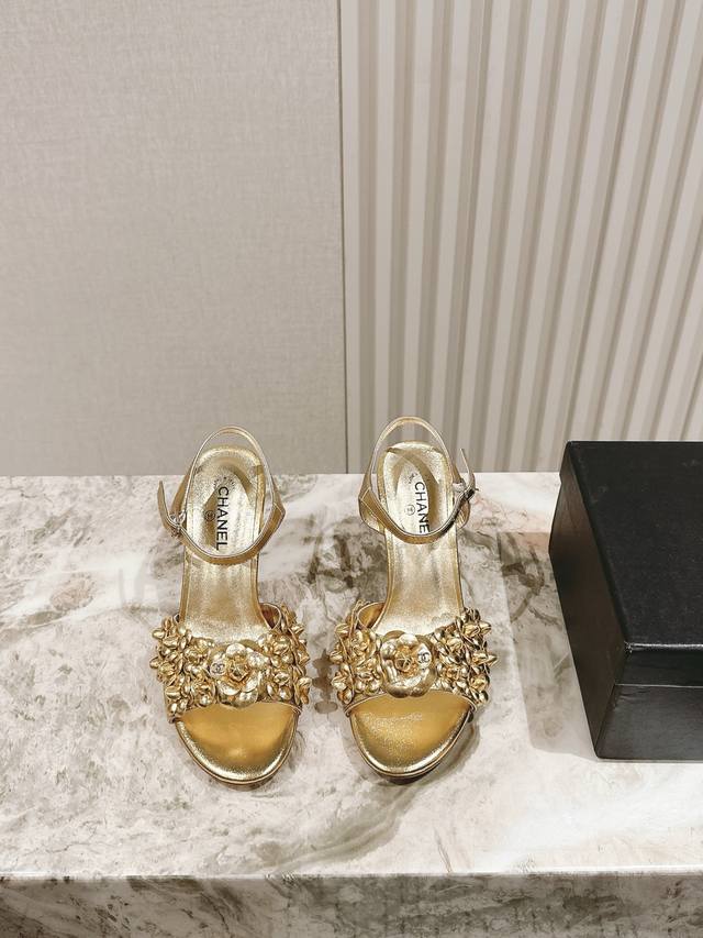 High Heel 225 *Summer Full Leather Flower Slippers Super Recommended Italian Lea