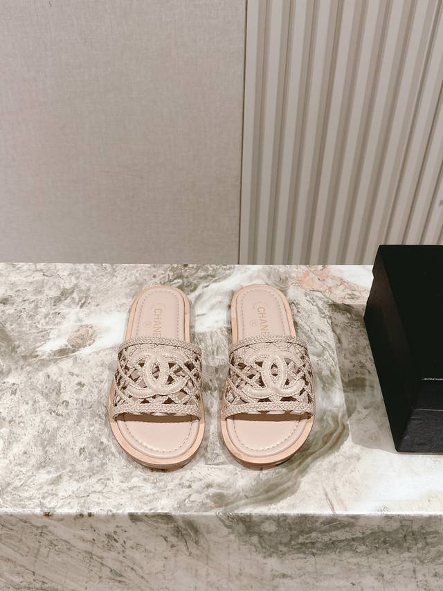 chane Chanel's Latest Leather Mesh Slippers Are On Sale. They Are A One-To-On