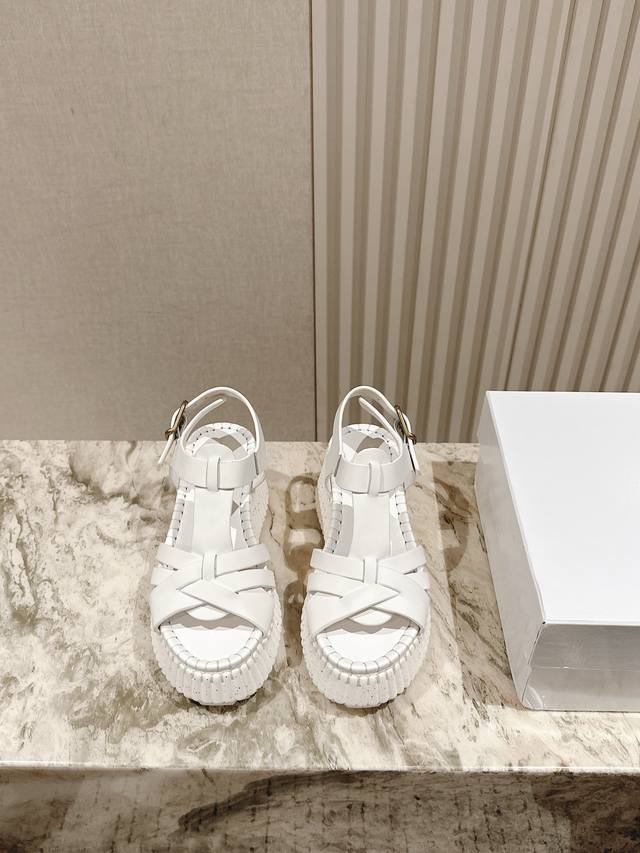 Chloe New Elastic Webbing Embroidered Sandals Series Newly Launched A New Height