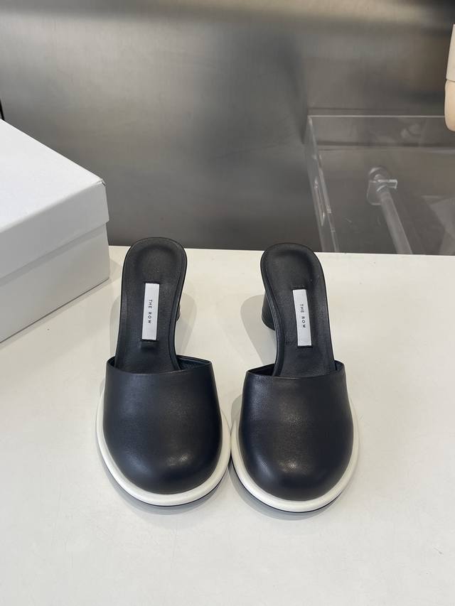 Factory Price P Niche Fashion Brand The Row French Simple Round Toe Heel Slipper