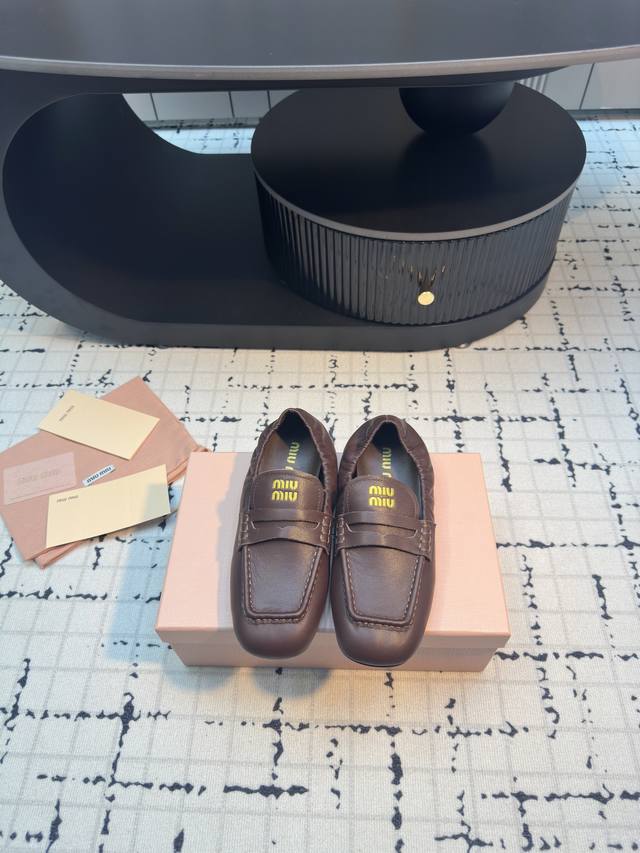 Miu Miu Small Square Toe Flat Loafers Ballet Shoes Grandma Shoes Witch Shoes Sup