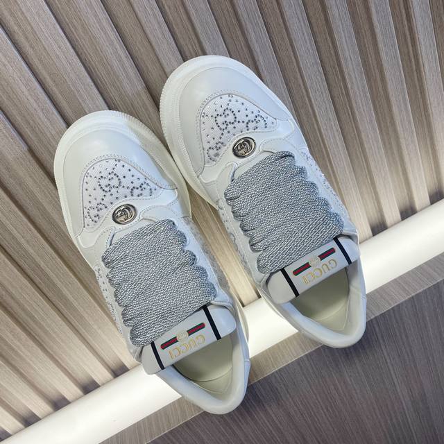 gucci Latest Color Matching Thick-Soled Shoes With Rhinestones And Hot Rhines