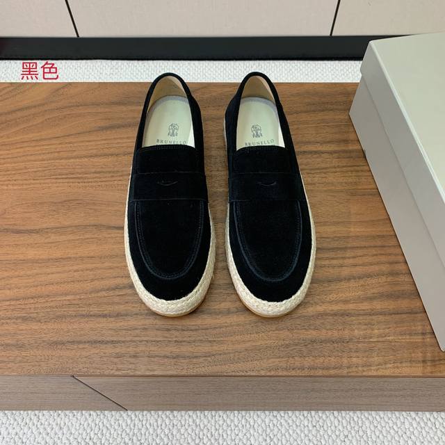 brunell* Cucinell* Men's Hemp Rope Sole Loafers Simple And Fashionable Upper