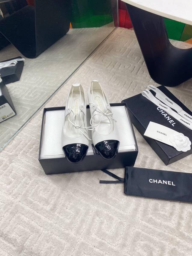 Factory Chane* Coco Lambskin Strappy Ballet Flats Mary Jane Shoes Classic Remode