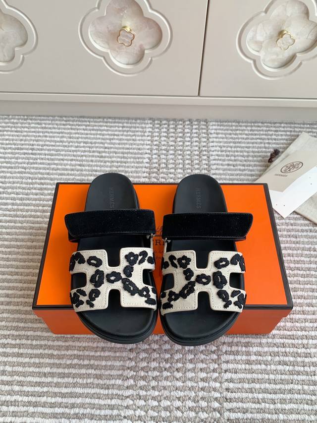 Female Male +10 New Color Hermes H Home Chypre Series Velcro Second Uncle Slippe