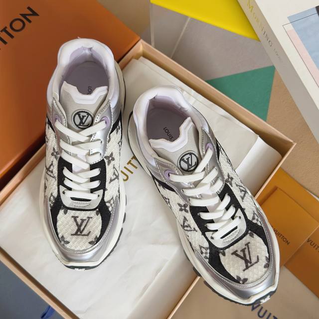 Top Version For Women Lv Louis Vuitton L Brand Hit Run 55 Sneakers Mesh Floral F