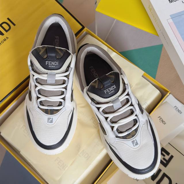 Top Version Men's Fendi Fendi's Latest Force Series Ff Thick-Soled Casual Sports