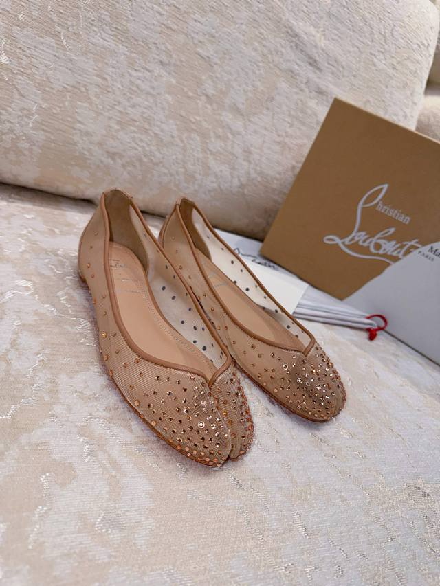 New Cl Mm6 Joint Tabi Swarovski Crystal Diamond Hot Diamond Flat Split Toe Shoes