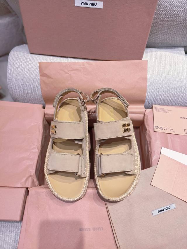 New Miu.Mi*Miu Miu Suede Leather Sandals Top Original Version, The Highest Versi