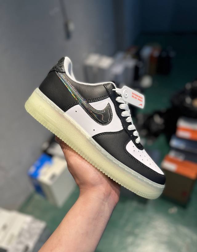 nike Air Force 1 Low White And Black Crystal Bottom Laser Hook Air Force One