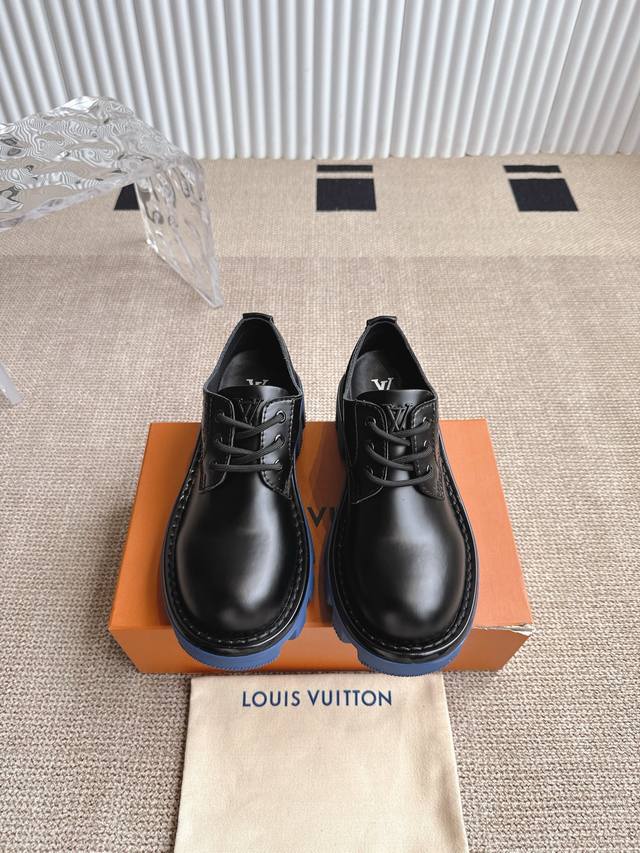 louis Vuiteeon Lv Printed Thick-Soled Loafers Couple Style Mary Jane Leather
