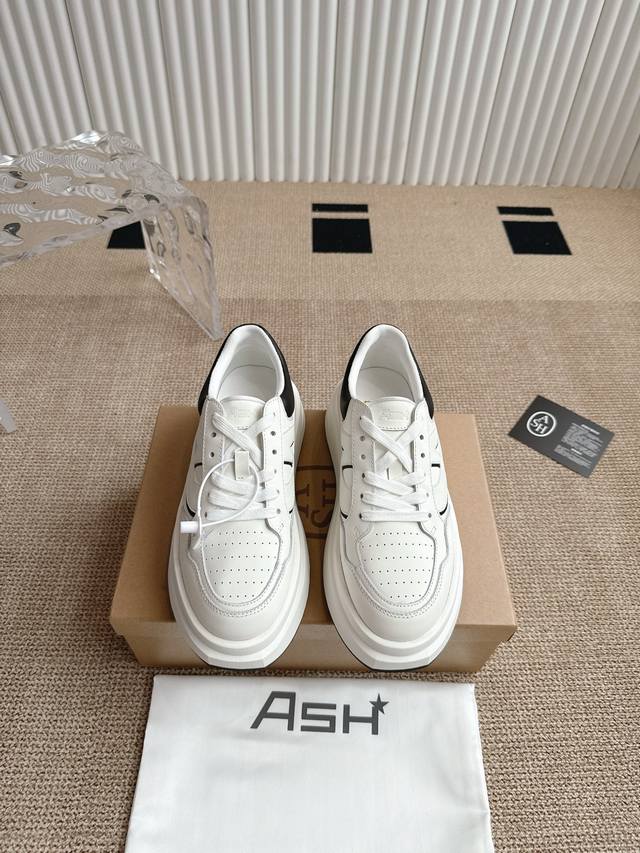 ash Retro New Thick-Soled Small Height-Enhancing White Shoes Simple, Comforta