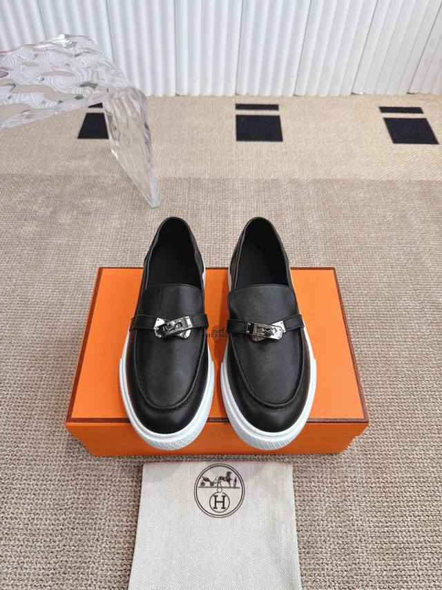 Female Male Hermes Hermes Game Kelly Buckle Thick Sole Loafer Calfskin Loafer St