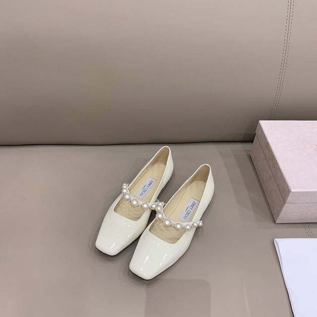 Factory Price P Jimmy Cho* New Pearl Flat Shoes Original Development Top Quality
