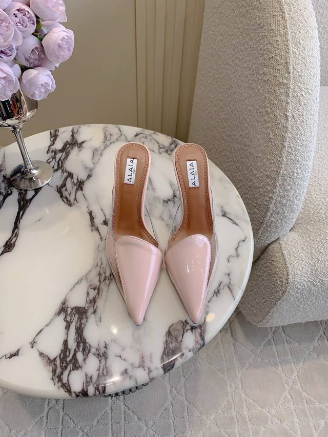 Factory Price P Alaia New Pointed Transparent High-Heeled Half-Slippers Are Comf