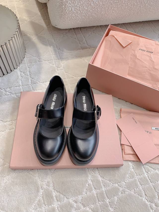 Factory Price P Miu New Thick-Soled Mary Jane Shoes Top Version Thick Sole Desig