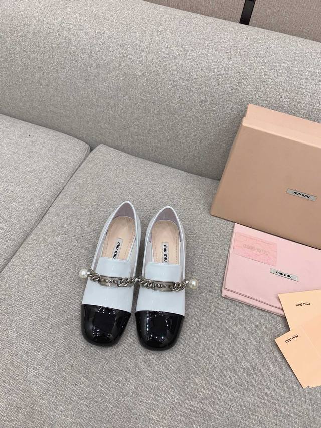 Factory Price P Miumi* New Style Princess Girl Loafers Square Head Contrast Colo