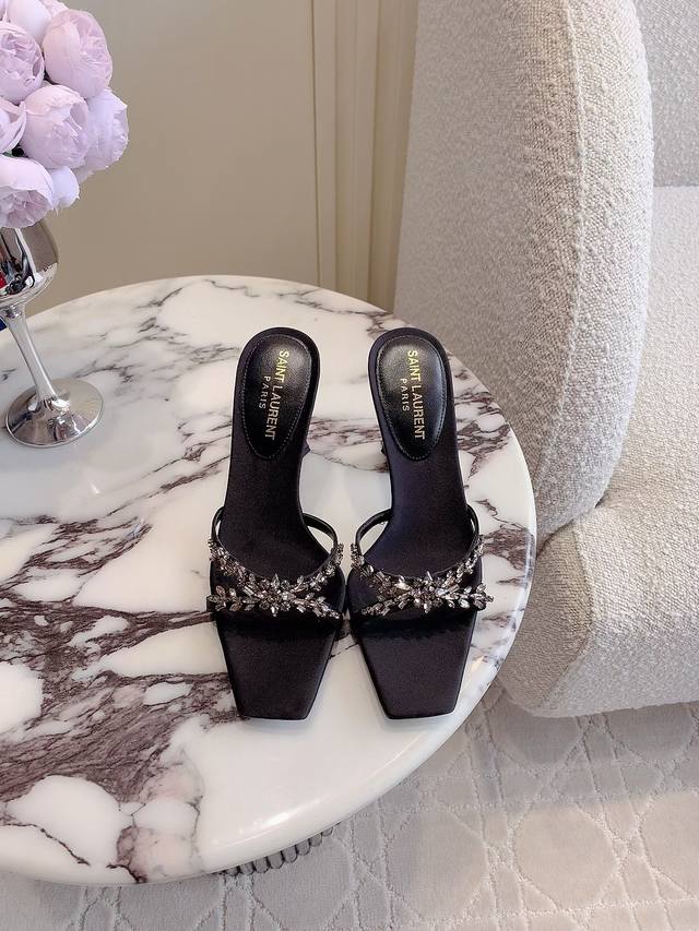 Factory Price P Saint Lauren* Ysl Yang Shulin New Rhinestone High-Heeled Sandals