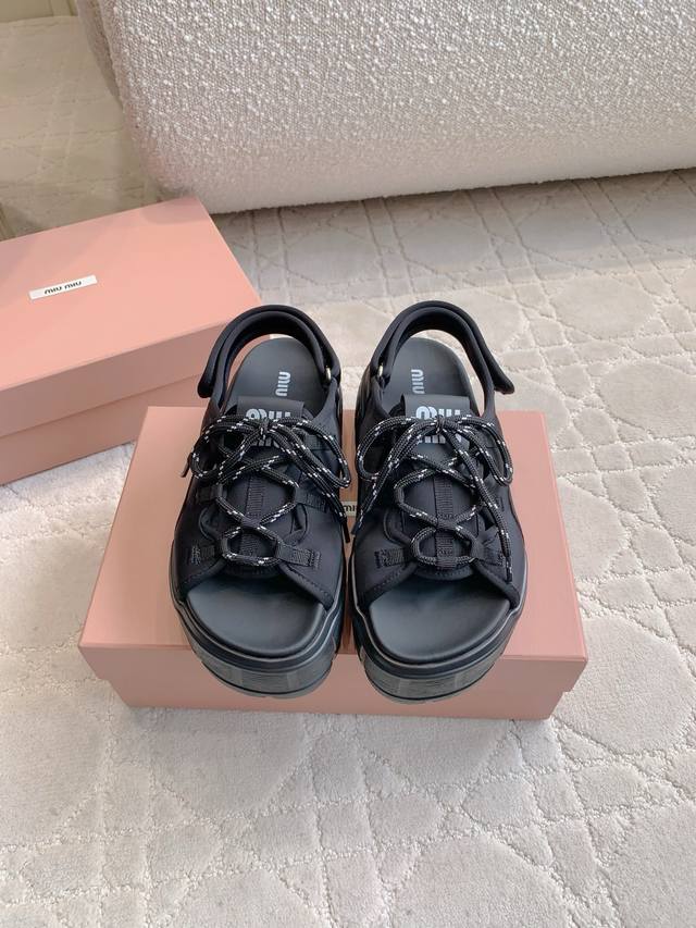 Factory Price P Miu New Thick-Soled Strappy Sandals Are So Beautiful To Wear. Cl