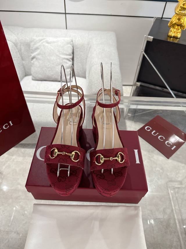 New Gucci Horsebit Lace-Up Platform Heeled Sandals The Iconic Horsebit Defines T