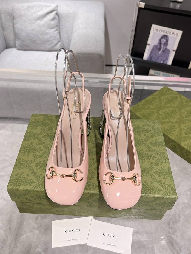 New Women's Rhinestone Chunky Heel Horsebit Strappy Sandals This Shallow Shoe Is
