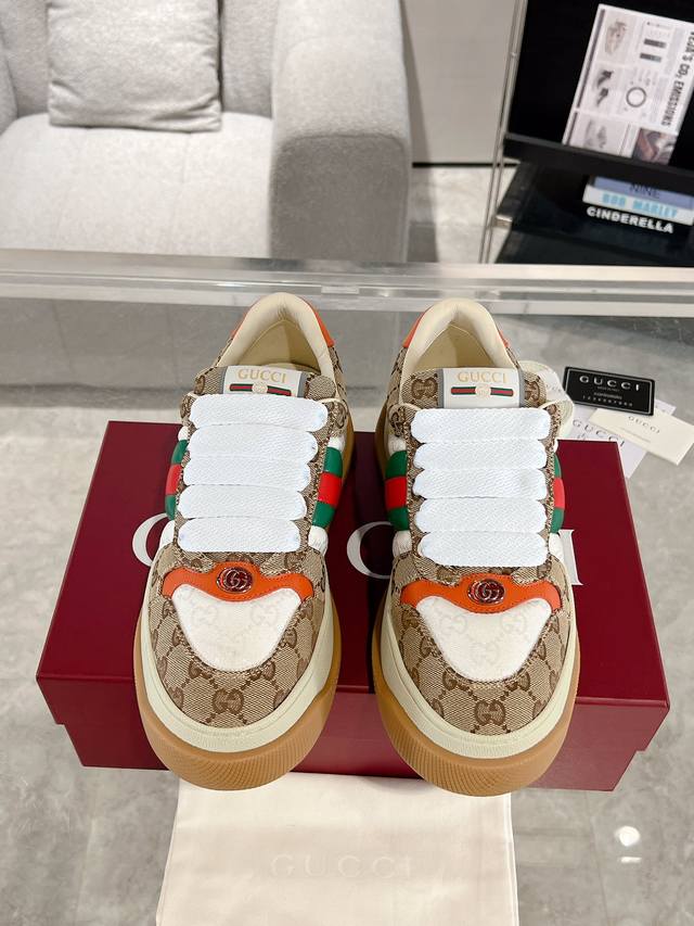 Men's Gucci New Screener Series Webbing Thick-Soled Sports Shoes, The Latest Mod