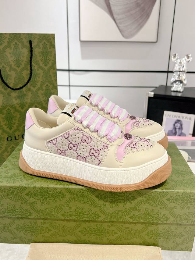 New Color Gucci New Screener Series Latest Model Chubby Thick-Soled Dirty Shoes