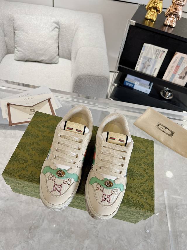 Rhinestone Version Couple's Gucci Screener Series Men's And Women's Sneakers Cou