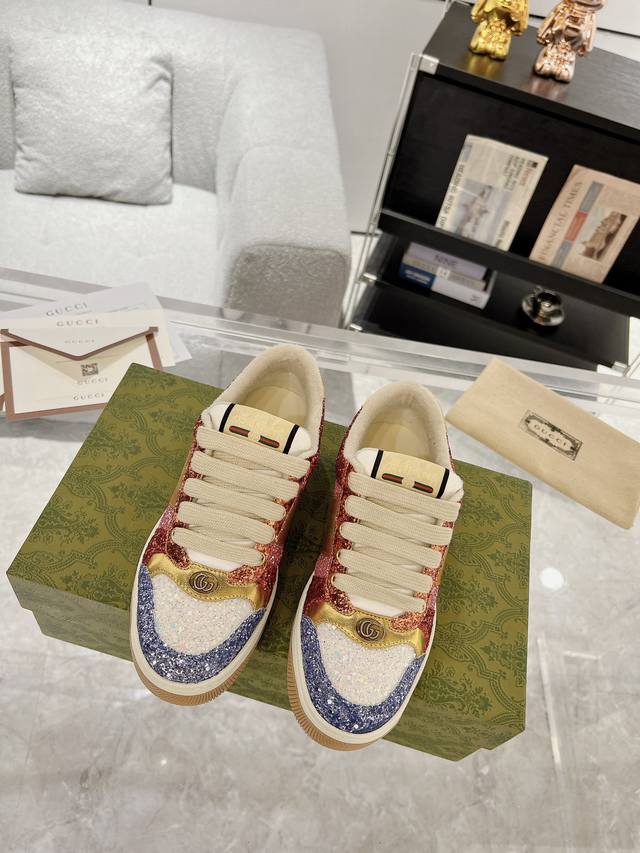 Couple's Gucci Screener Series Men's And Women's Sneakers Couple's Dirty Shoes S