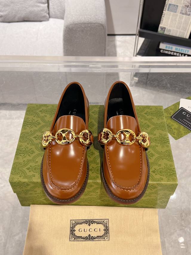 gucci Patent Leather Anchor Chain Loafers High-End Version Recommended The Mo