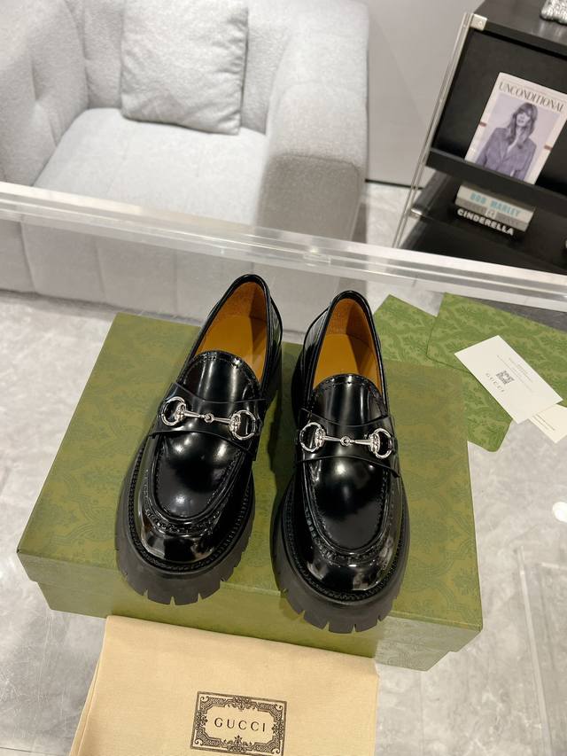 gucci 24 New Women's Horsebit Thick-Soled Loafers Platform Shoes The Hot Item