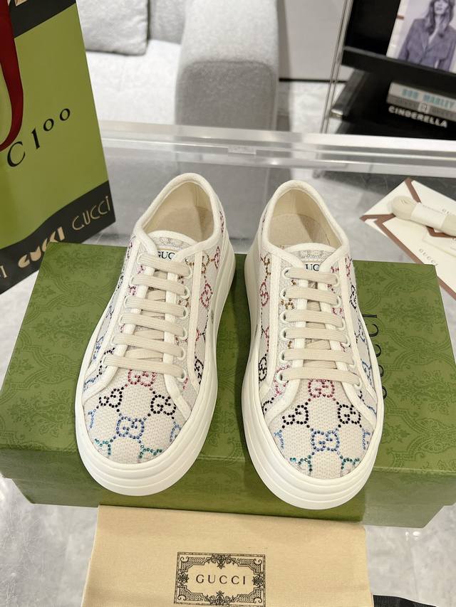 Diamond Surface Gucci 23Ss 1977 Casual Thick-Soled Canvas Shoes Original Top-Qua