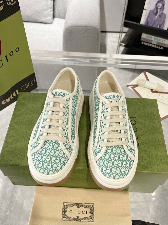 gucci 23Ss 1977 Casual Thick-Soled Canvas Shoes Original Top-Quality Goods De