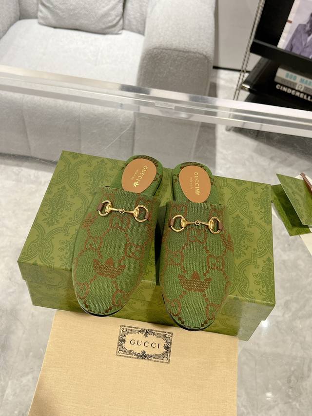 gucci Co-Branded Adidas 24Ss New Horsebit Buckle Closed Toe Sandals Spring An