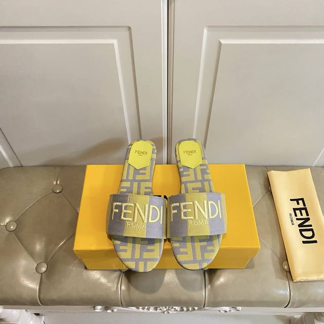 Rubber Sole Genuine Leather Sole Custom Made Fendi New Slippers Jacquard Embroid