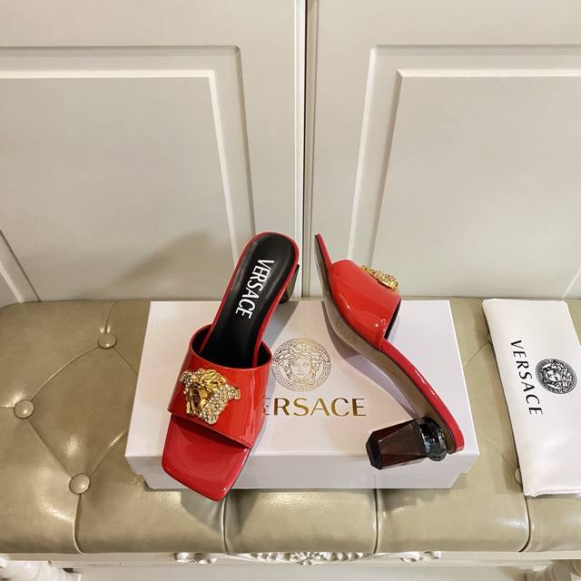 Rubber Sole Genuine Leather Sole Custom Made Versace Versace High Heel Slippers