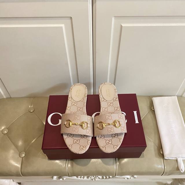 Factory Price P Gucci New Slippers Jacquard Gg Canvas Surface Sheepskin Lining R